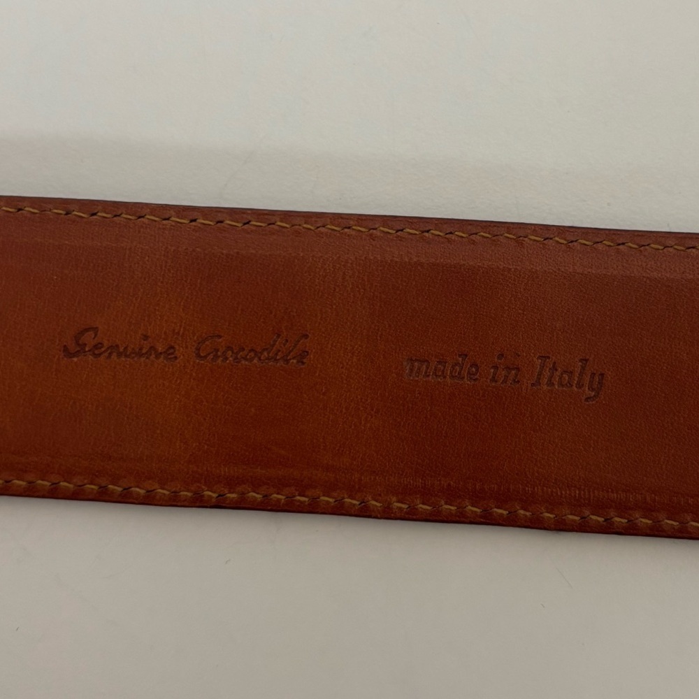 Vtg Ralph Lauren Collection genuine crocodile belt brown 28 - Picture 7 of 11